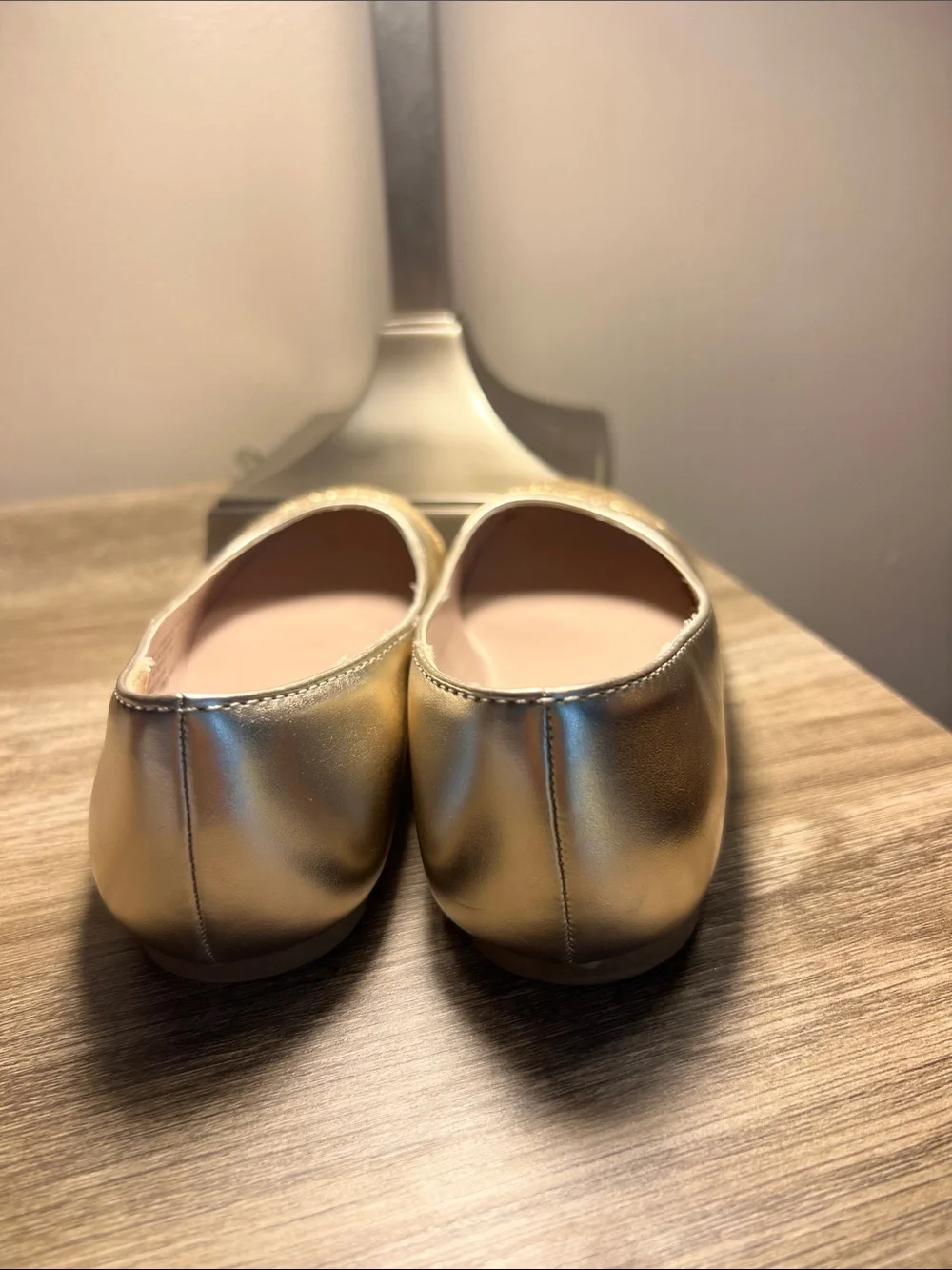The Children's Place Gold Girls' Glitter-Toe Ballet Flats stock (12)